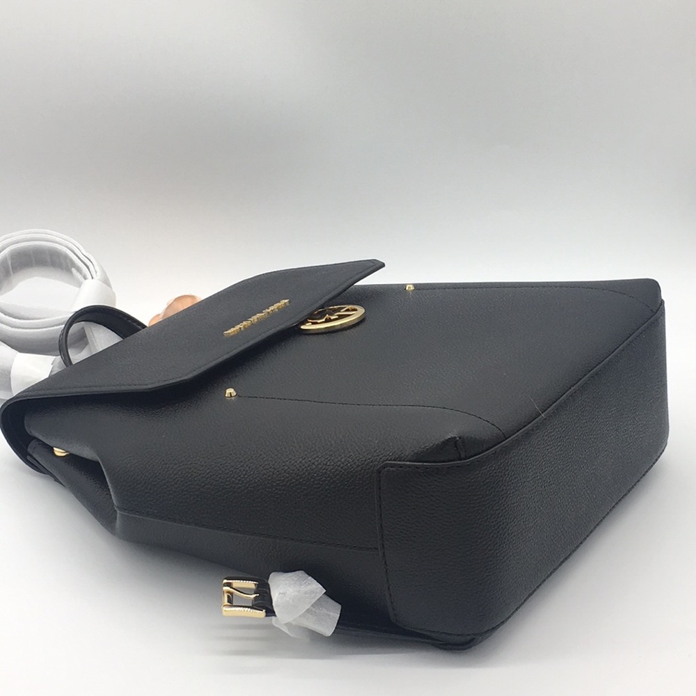 MICHAEL KORS HAYES MEDIUM BACKPACK BLACK LEATHER - Picture 10 of 16